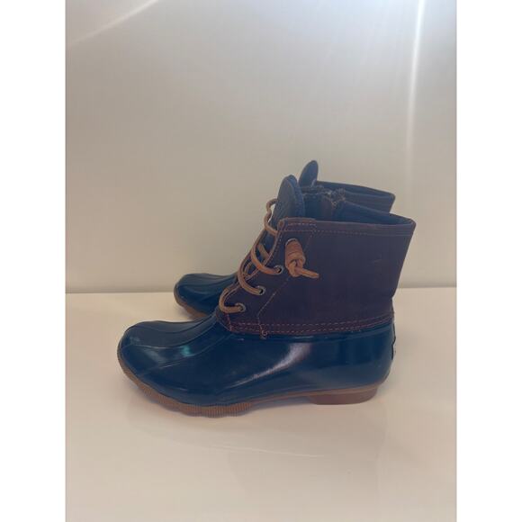 Sperry Duck Boots Rain boot Women’s Sz 5.5 Navy Blue Brown STS91175 Saltwater - Picture 4 of 7